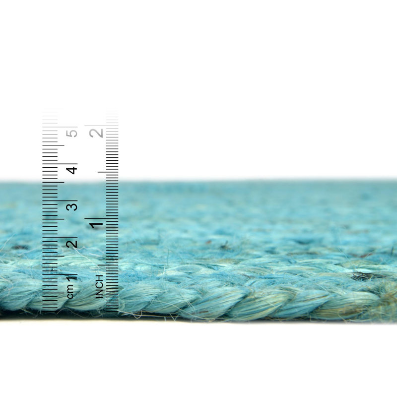Tapis vert-bleu tressé Luceal, Carré 8 pi