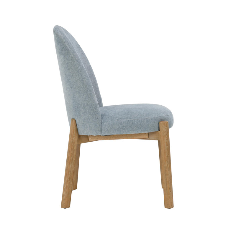Joanie Upholstered Fabric Dining Chair, Blue, Natural Wood
