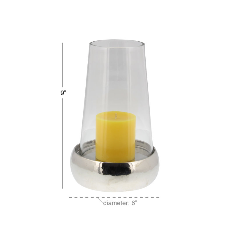 Acier inoxydable et verre ouragan, H 9 po x l 6 po x P 6 po