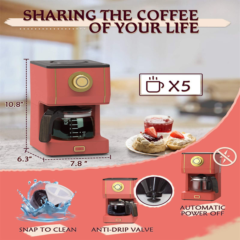 Cafetière 5 tasses Nbarthome, Rouge