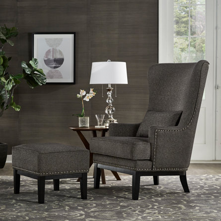 Caistor Upholstered Wingback Chair with Ottoman