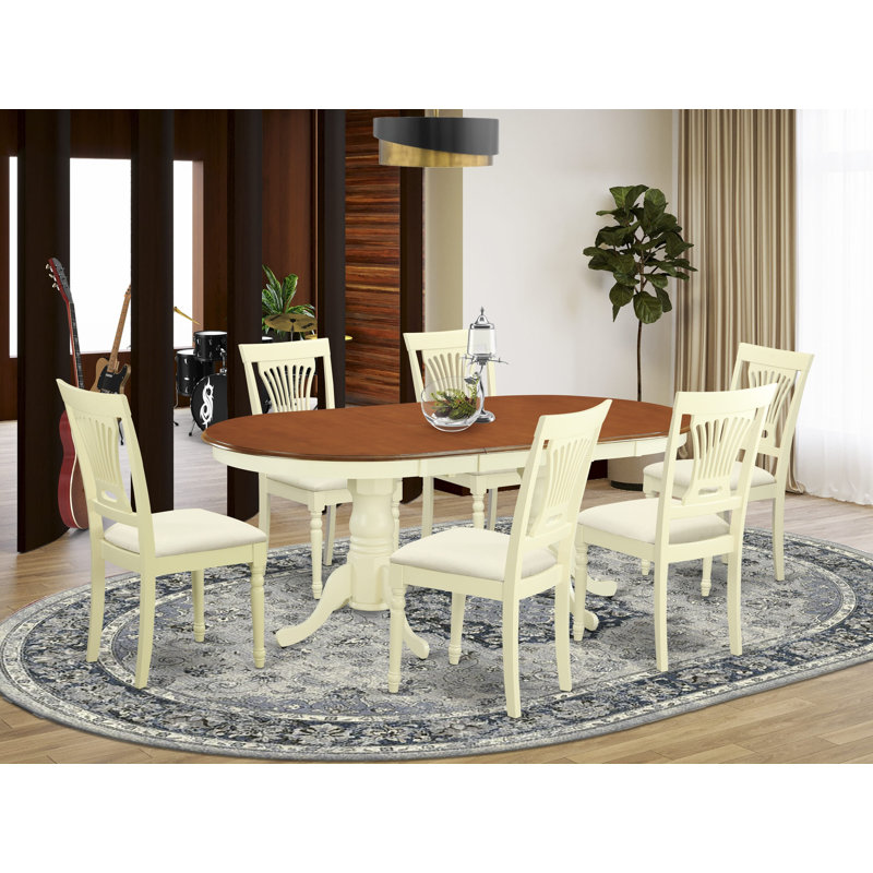Ensemble de table de salle à manger 7 pièces 7 pièces, Babeurre / Cerisier