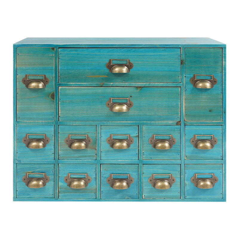 14 Slot Drawer Storage Box Drawers Storage Cabinet Storage Cabinet With 14 Drawers, Blue