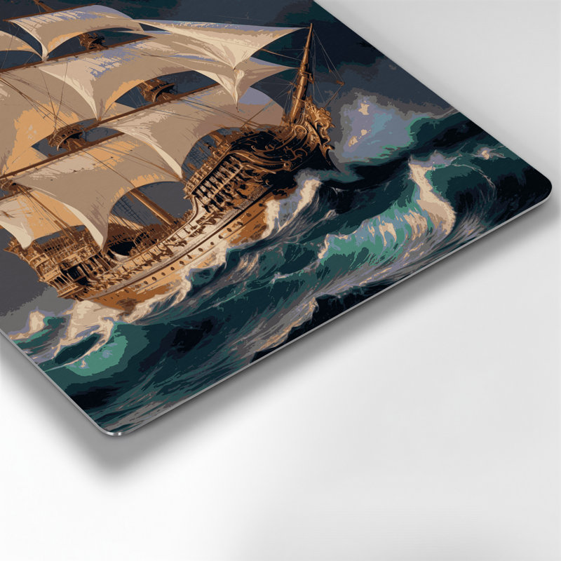 Art mural bleu nautique en galions nautiques, H 12 po x l 12 po