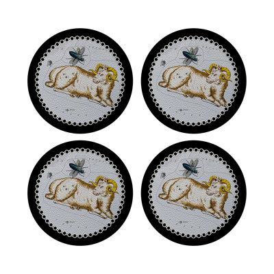 Zodiac Aries Vegan Leather Round Pebble Placemat