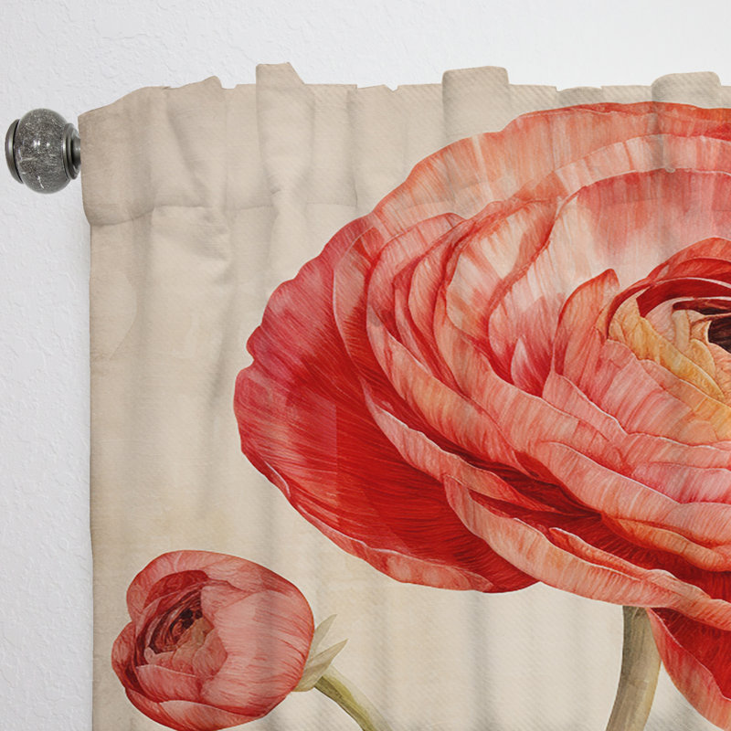 Carlock Vintage Ranunculus Dreams III - Traditional Velvet Curtain - Room Darkening - 1 panel, 52" W x 90" L
