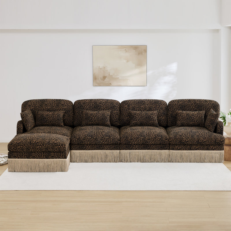 Grand canapés modulaires en chenille à motif léopard moderne pour la maison