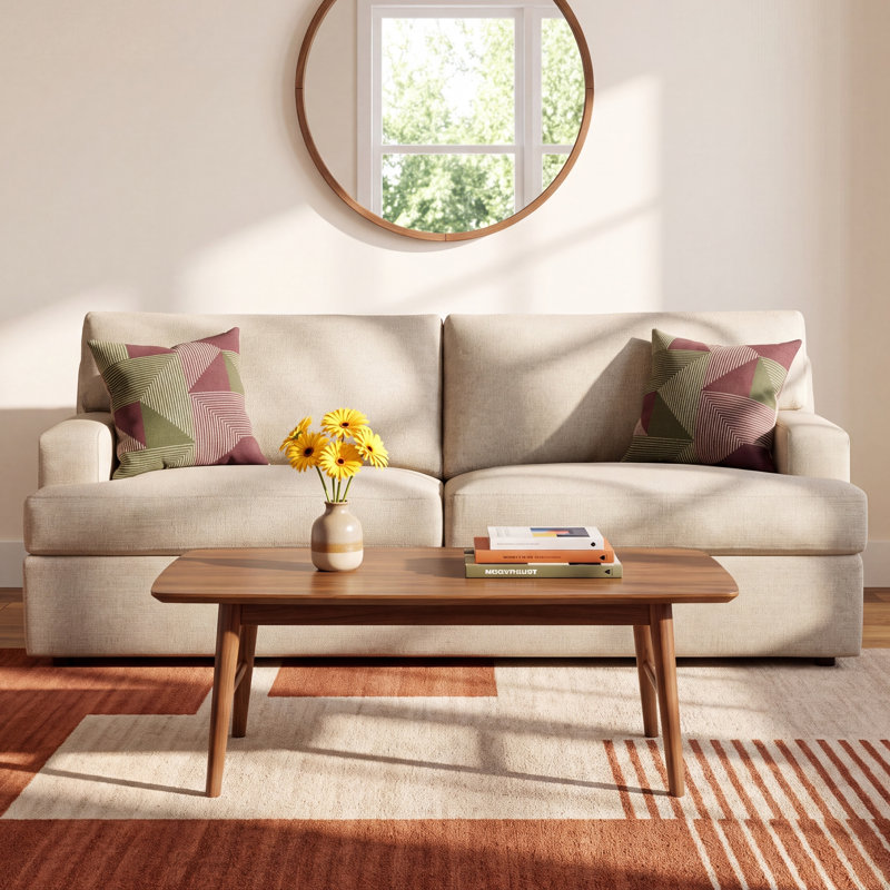 Cleo 84" Upholstered Custom Sleeper Sofa, Turbo Wheat Basketweave