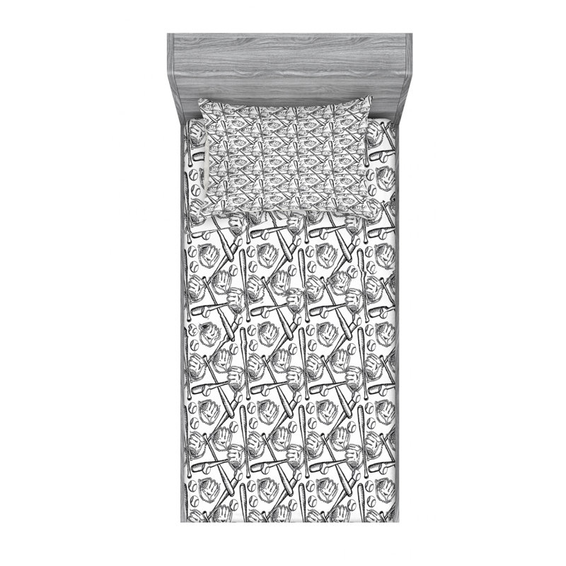 Microfiber Patterned Fitted Sheet, Twin Fitted Sheet with 1 Pillowcase