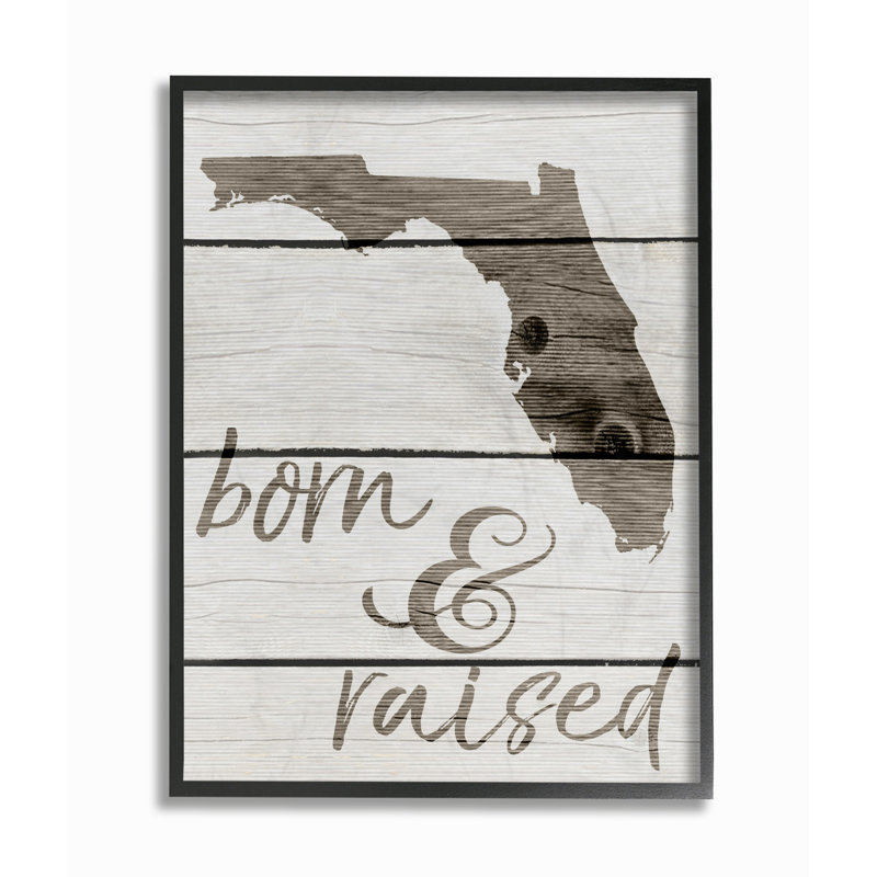 " Born And Raised Florida " by Daphne Polselli, 14" H x 11" W, Midnight Black Framed Giclee