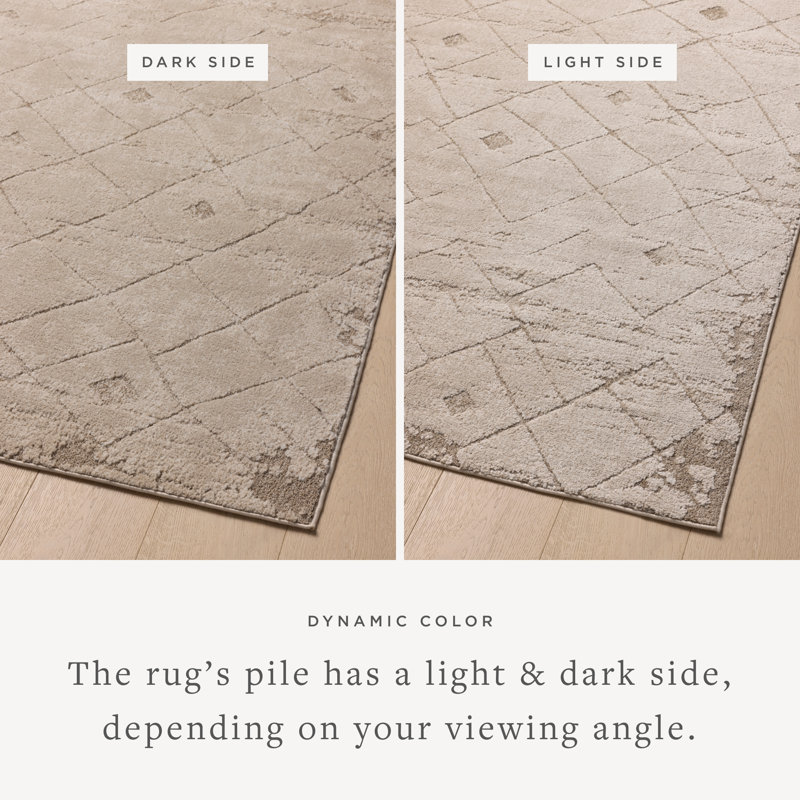 Beige and Natural High Pile Abstract Area Rug