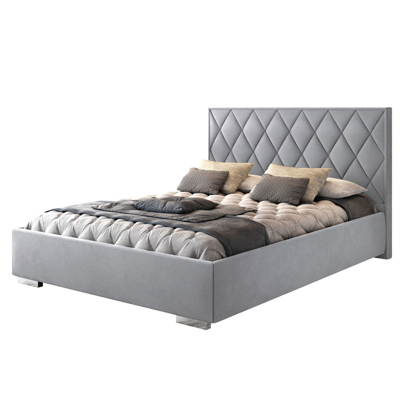 Adelajde Upholstered Storage Bed, Light Grey, 140 x 200 cm