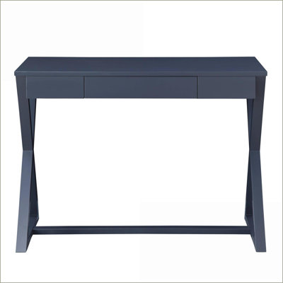 Charcoal Living Room Console Table with X-Shaped Wooden Base & 1 Drawer - Stylish Storage