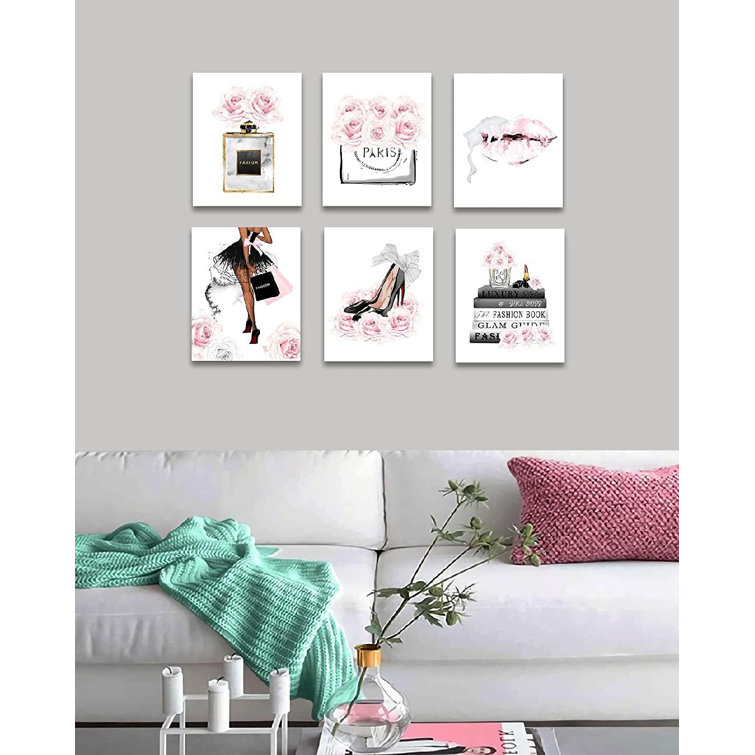 chanel big pictures for bedroom wall decor pink white black and gray