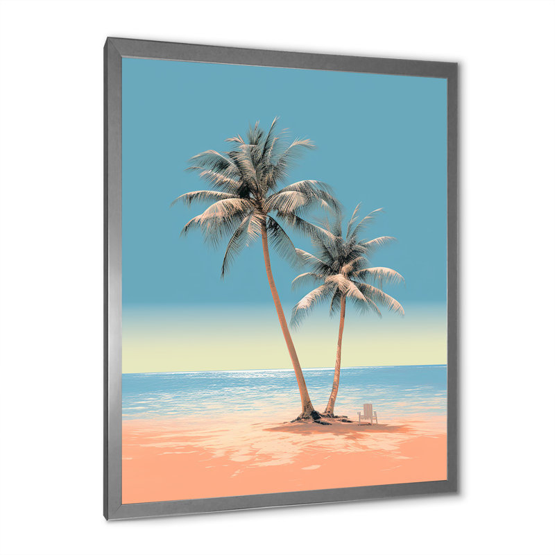 Deserte Island Pearl Paradise Serenity sur toile, Encadrement argenté, H 40 po x l 30 po x P 1,5 po
