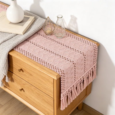 Chemin de table Boho pour cuisine, décor rustique maison de campagne, centre de table en lin de coton tissé Macrame, petit chemin de table basse pour la commode