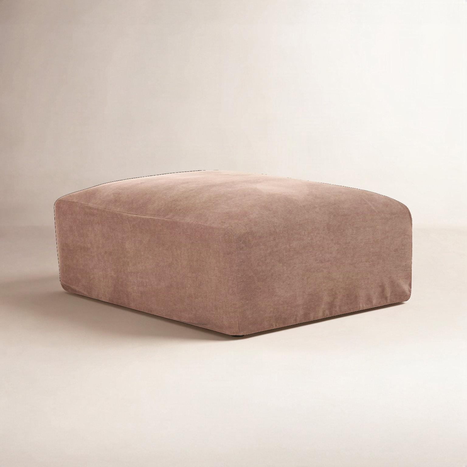 Wilde 34" Ottoman, Cream Veil Canvas