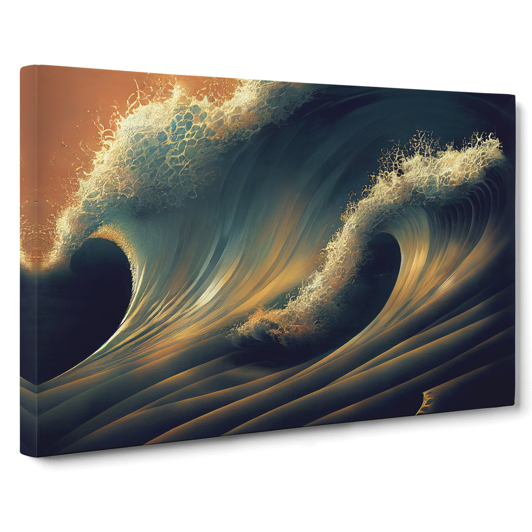 XXX-H1022-WF-7769X Shimmering Ocean Wave - Wrapped Canvas Print