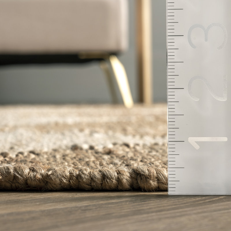 Godelinde Diamond Checkerboard Jute Natural Area Rug, Rectangle 4' x 6'