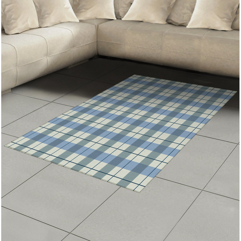 Checkered High Density Long Fiber Poly Threads Decorative Area Rug Carpet, Rectangle 4' x 5'8"
