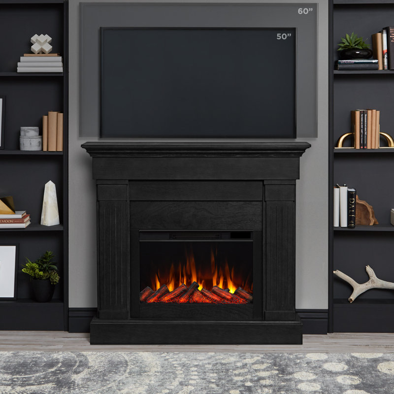 Crawford 47" Slim Electric Fireplace by Real Flame, Black