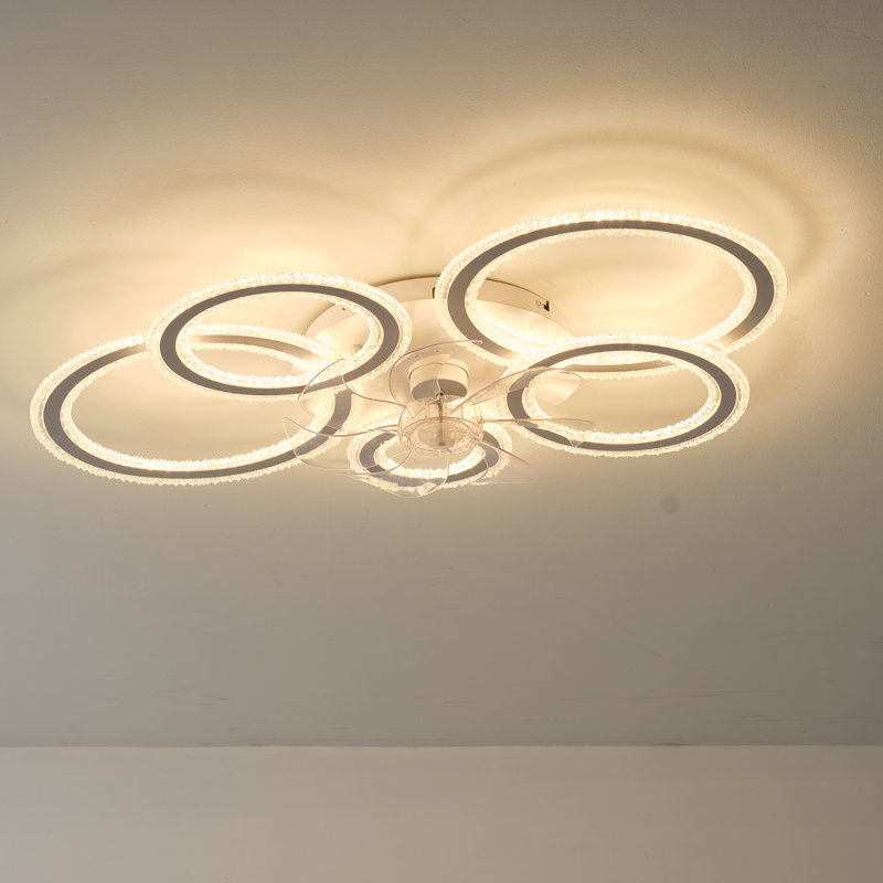 Kyelan 33" 7 - Blade Dimmable Indoor Ceiling Fan with LED Lights, White