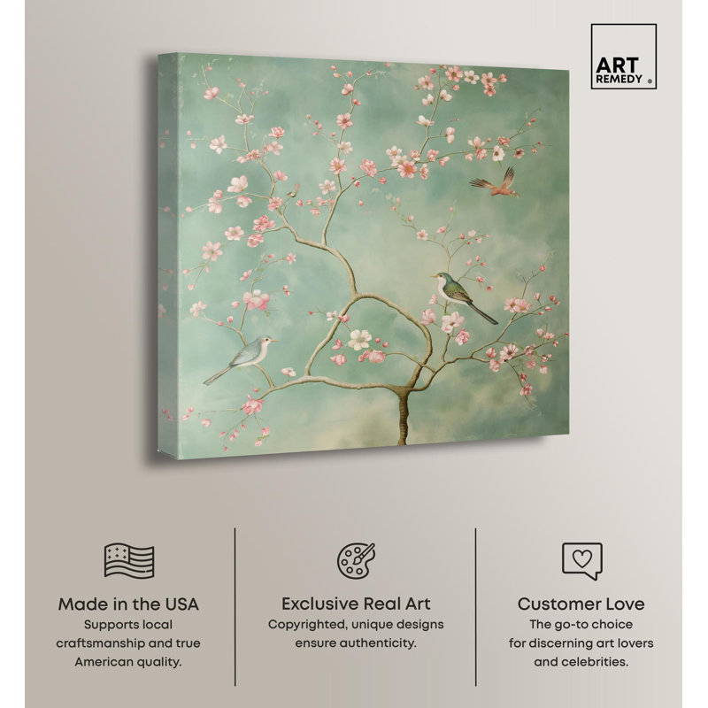 Nestled Floral Tree Chinoiserie Art on Gallery Wrapped Canvas