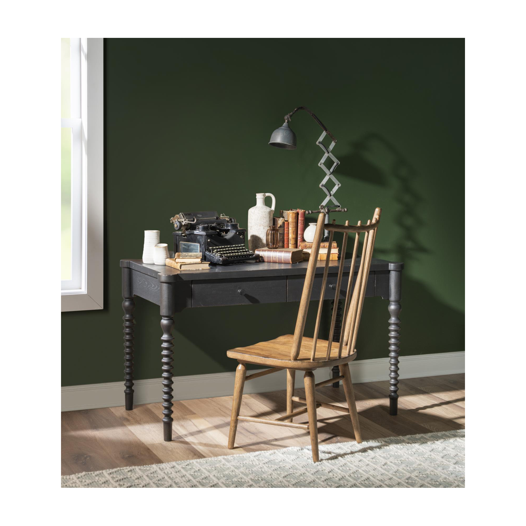 Country Living 2-Drawer Writing Desk, Black