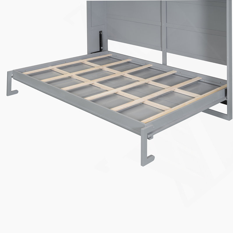 Lit escamotable Woden, Gris, Grand lit
