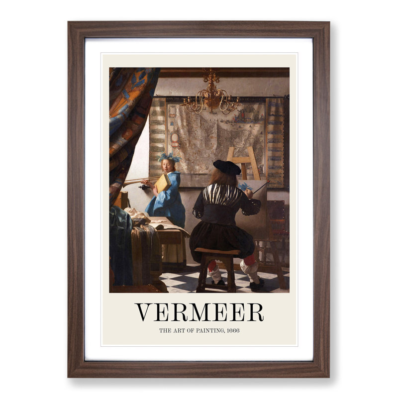 The Art of Painting by Johannes Vermeer - Picture Frame Painting, 36cm H x 27cm W x 2cm D, Walnut Framed