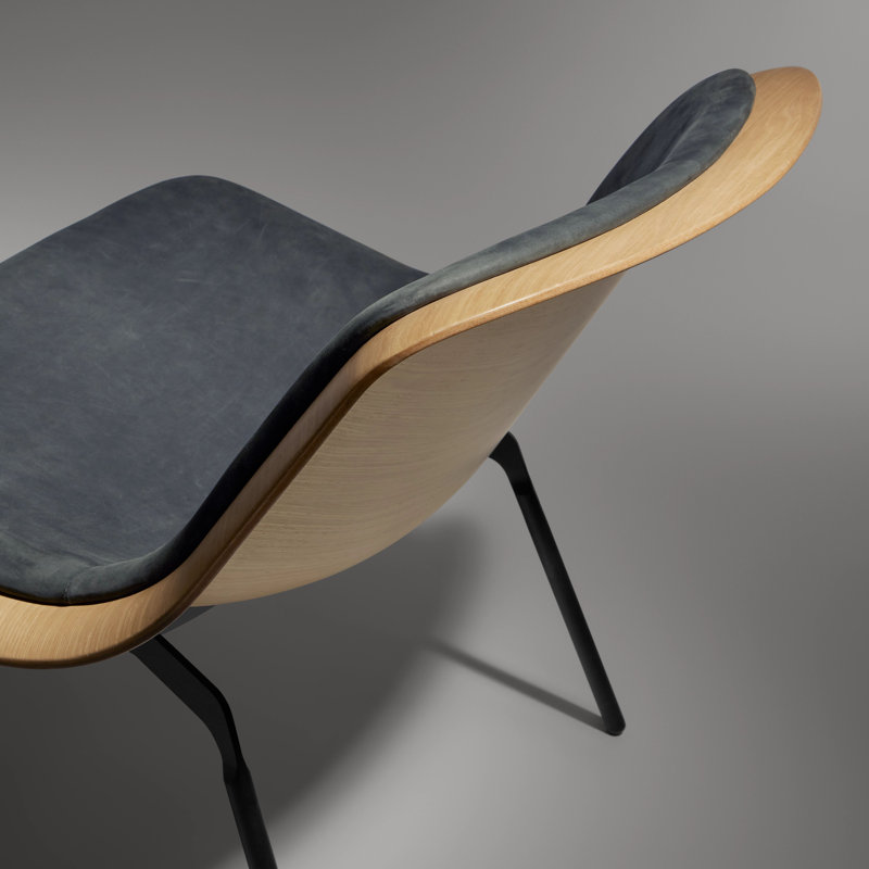 Chaise longue rembourrée en cuir Nonesuch, Encre cuir véritable