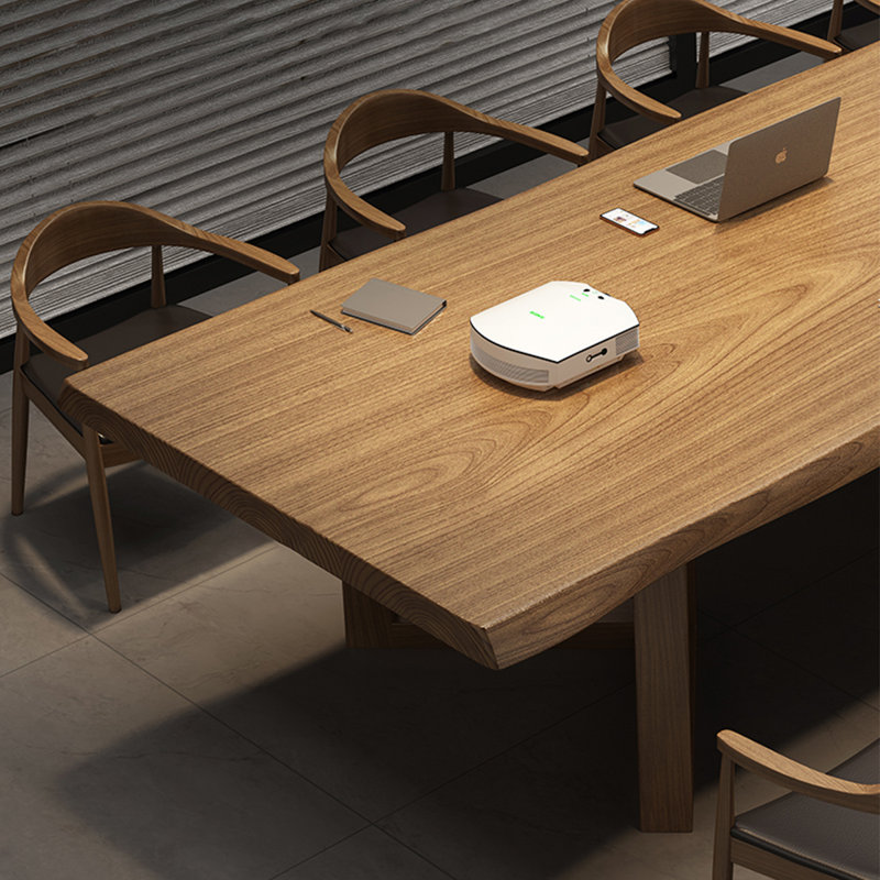 Table de conférence rectangulaire en bois massif noyer clair, H 29,53 po x L 118,11 po x l 39,37 po