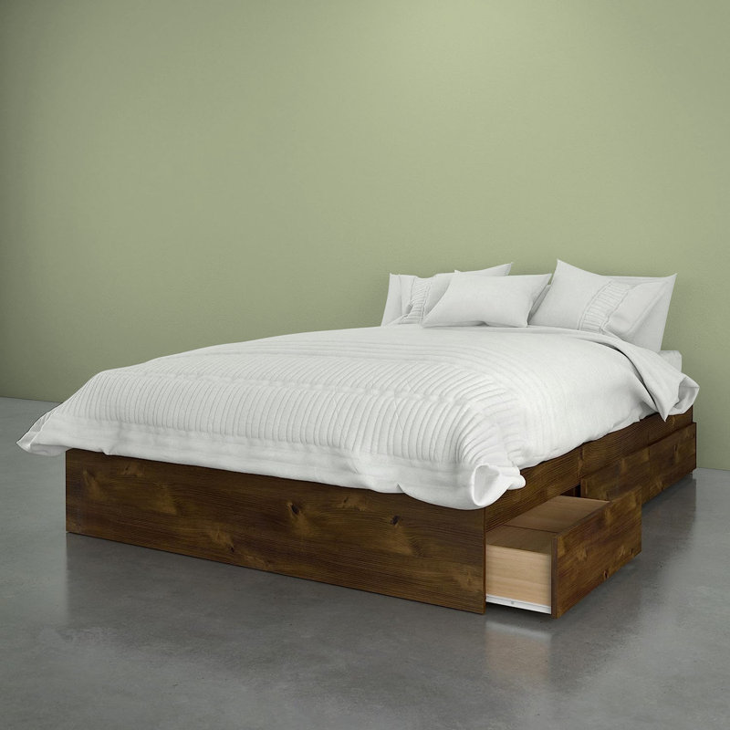 Lit en bois avec rangement (noir), Simple, Truffe