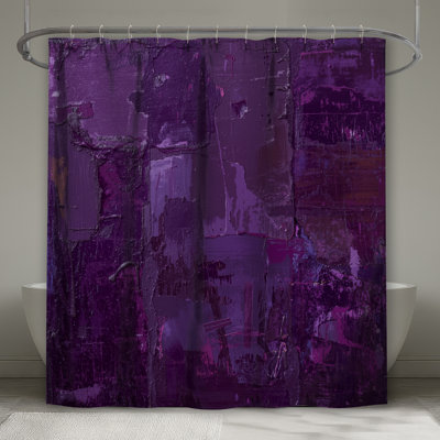 Rideaux de douche mauve à texture abstraite très longs