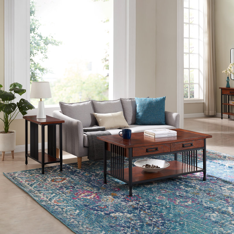 Ironcraft Solid Wood Coffee Table with Drawer in Mission Oak