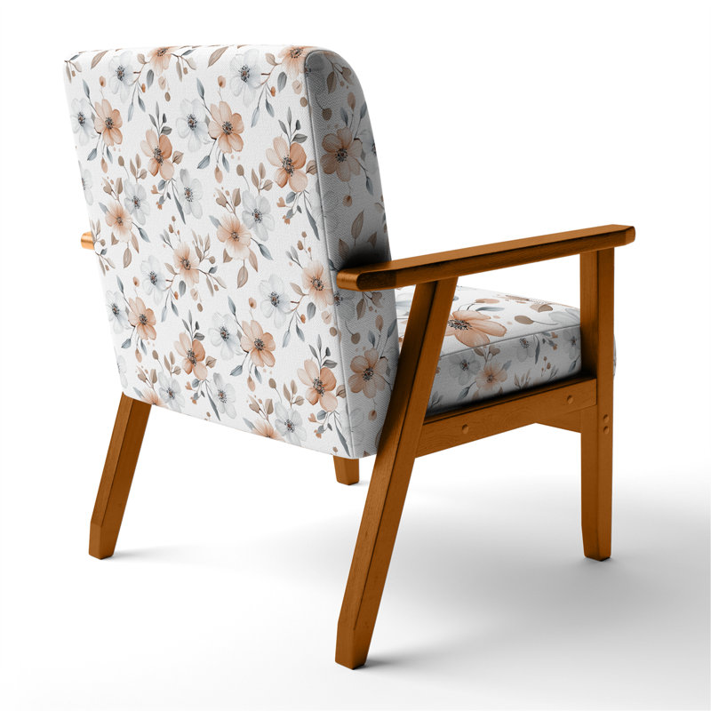 Chaise rembourrée Floral - Fauteuil Nomadic, Accoudoirs carrés bruns