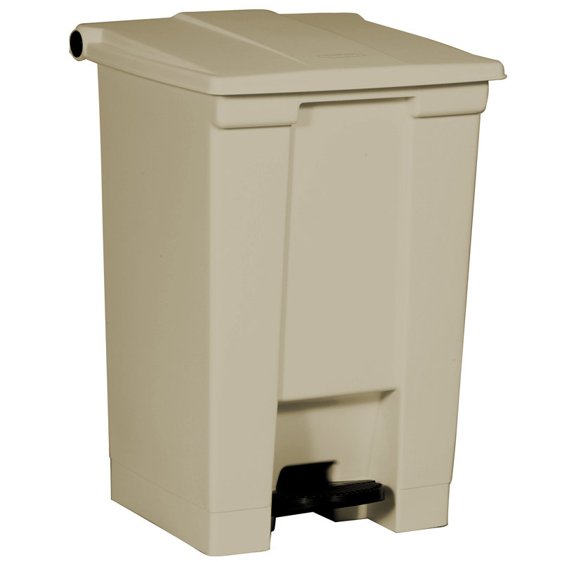 Beige 12-Gallon Plastic Step-On Waste Container
