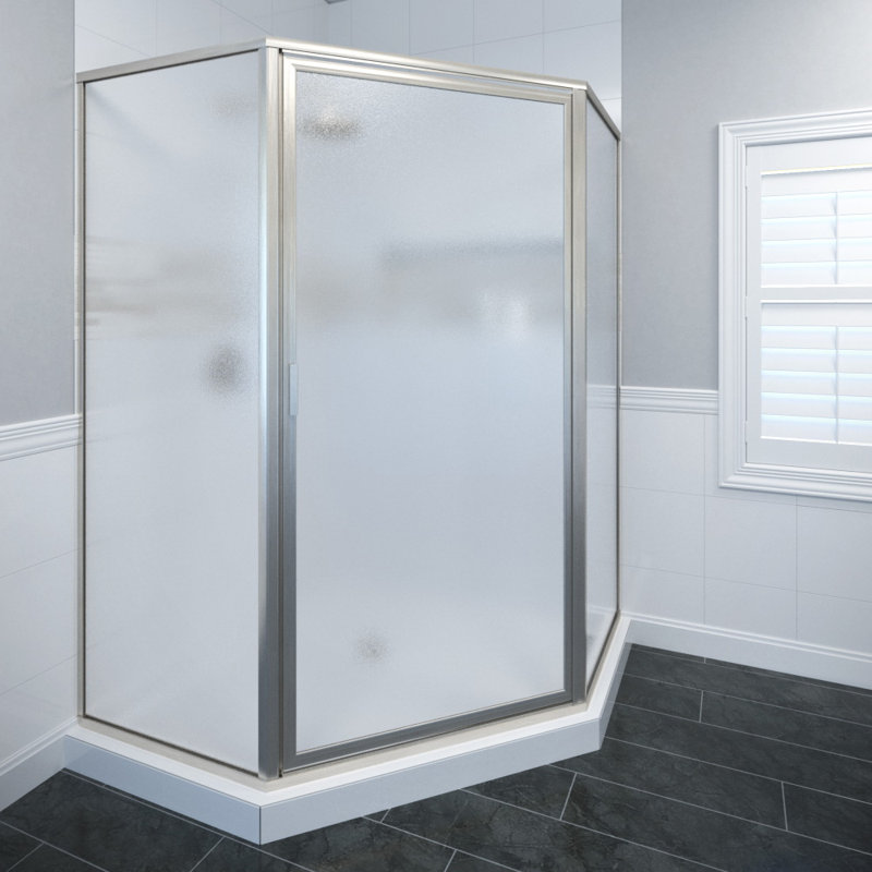 Deluxe 57.625'' W 65.12'' H Framed Neo-angle Reversible Shower Enclosure, Brushed Nickel