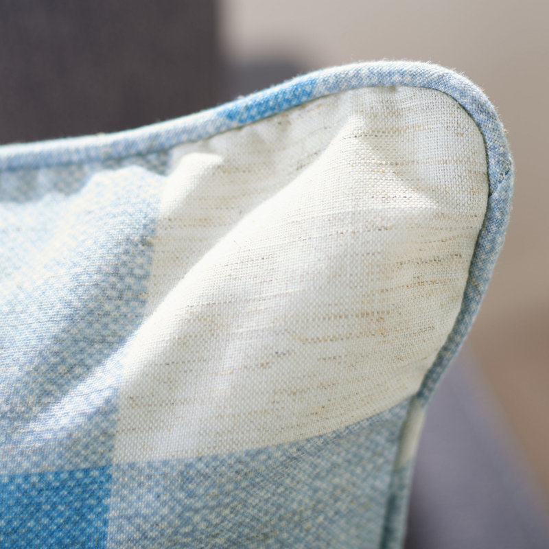 Fernla Blue and White Gingham Square Accent Pillow