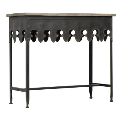 Deitra Rustic Farmhouse Metal Console Table with Solid Wood Top