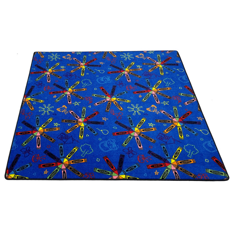 Tapis pour enfants multicolore Crayon Scribbles, Rectangle 6 pi x 9 pi