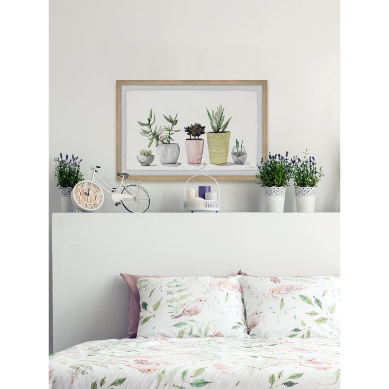 Stylish Succulent Pots - Single Picture Frame Painting, 20 cm H  x 30 cm W