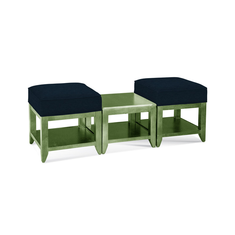 Elements Upholstered Cube Ottoman, Light Blue Performance Fabric; 0851-55, Celery