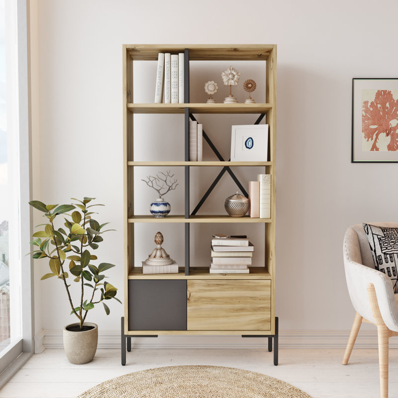 Leonie 160cm H x 79.6cm W Standard Bookcase, Yellow