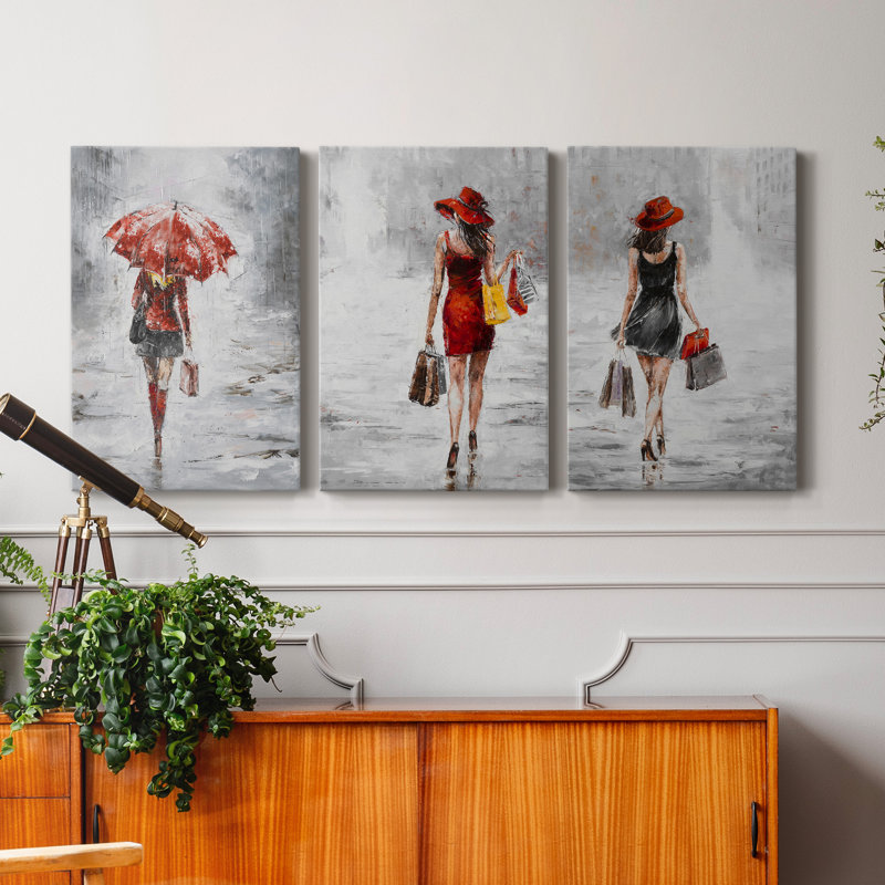 City City I - ensemble de 3 reproductions sur toiles tendues, H 27 po x l 54 po x P 1 po
