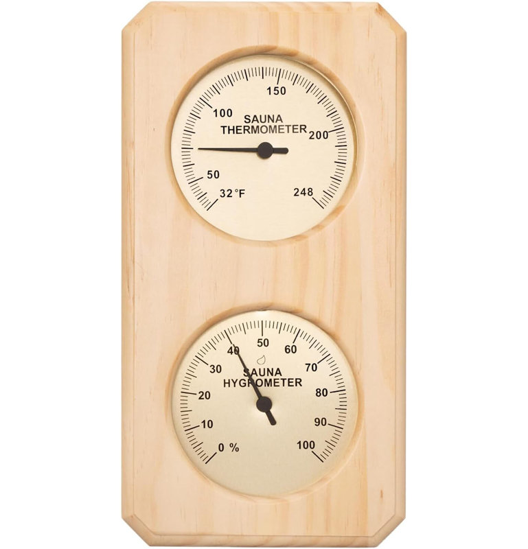 Sauna Thermometer with Hygrometer in Wooden Frame