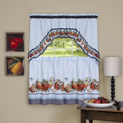 Golden Delicious Floral Swag Kitchen Curtain