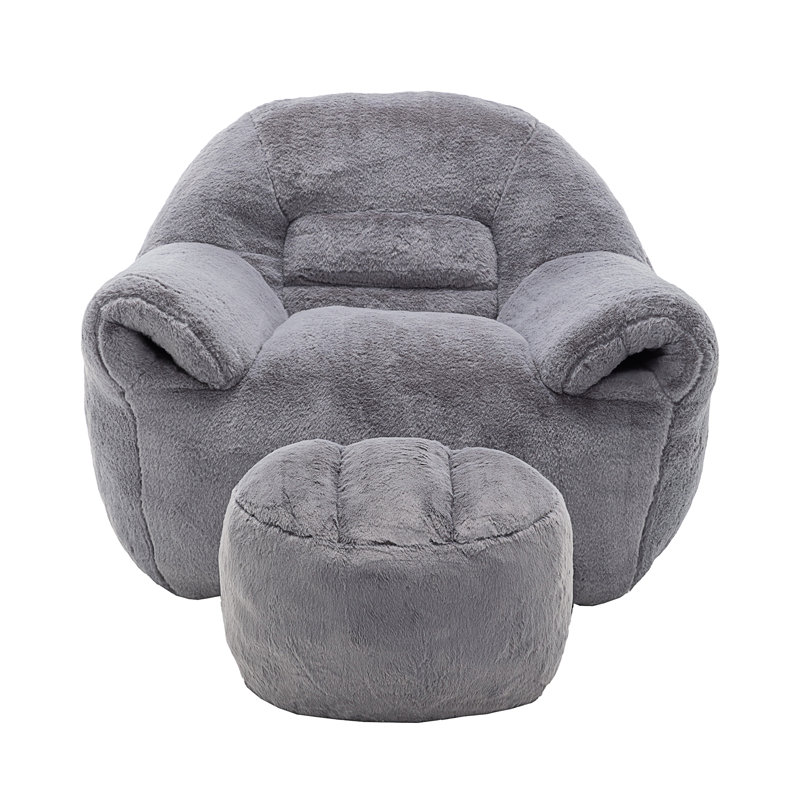 Bean Bag Chair, Dark Gray Faux Fur