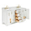 Meuble-lavabo simple en bois massif Freitas de 67 po avec plateau en marbre de Carrare blanc de 1,5 po et centre-1961231997-1986700565