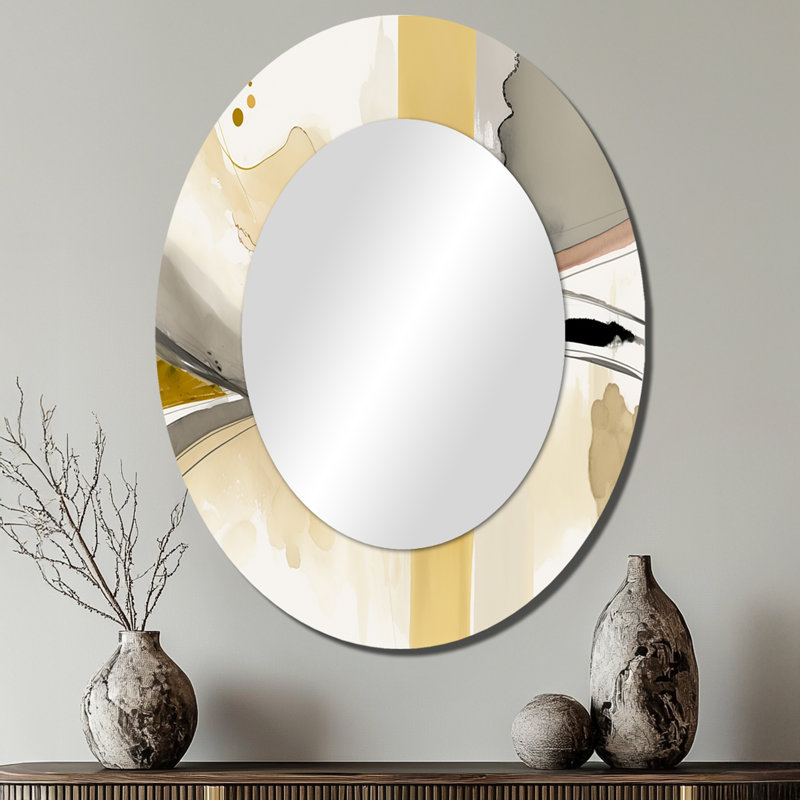 Miroir mural moderne jaune Touched By Mustard, 40 po x 30 po